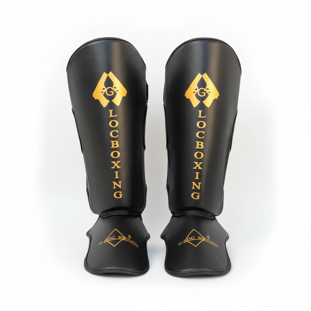 G-LOC Black & Gold Shin Guards | Lightweight Combat Sports Shin Protection for Boxing, MMA & Kickboxing