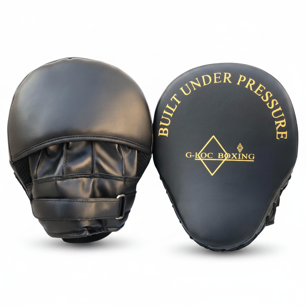 G-LOC Black & Gold Focus Mitts | Professional Boxing & MMA Training Pads for Speed, Accuracy & Power