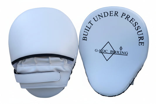 G-LOC White Focus Mitts | Professional Boxing & MMA Training Pads for Speed, Accuracy & Power