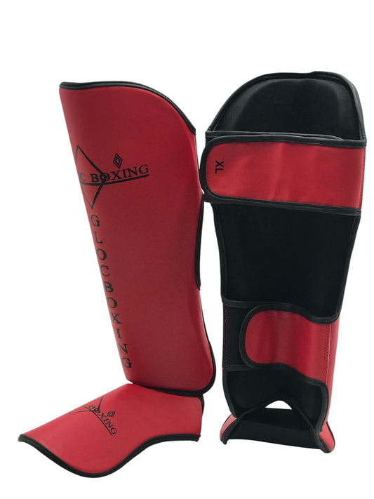 G-LOC Red & Black Shin Guards | Lightweight Muay Thai, MMA & Kickboxing Sparring Shin Protection