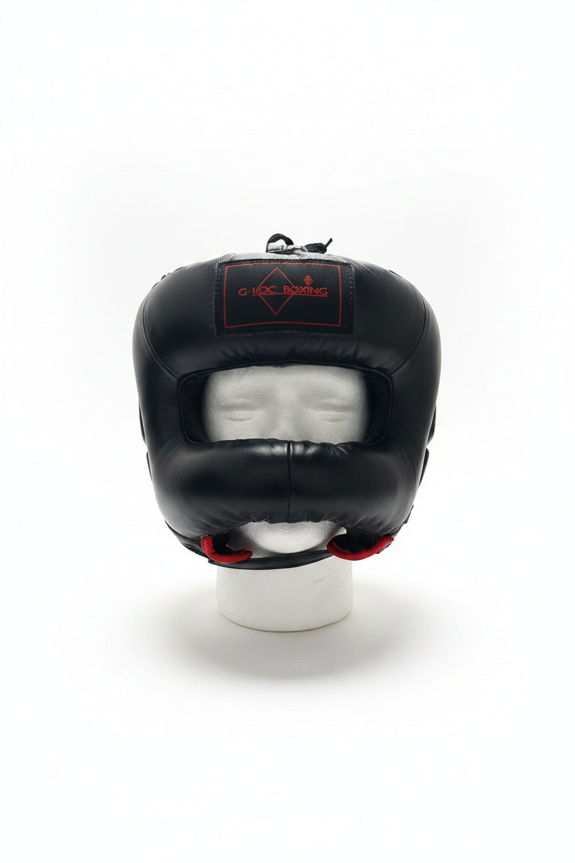 G-LOC Face Bar Nose Saver Headgear | Premium Cowhide Leather Protection Boxing & MMA Sparring Head Guard with Nose Bar