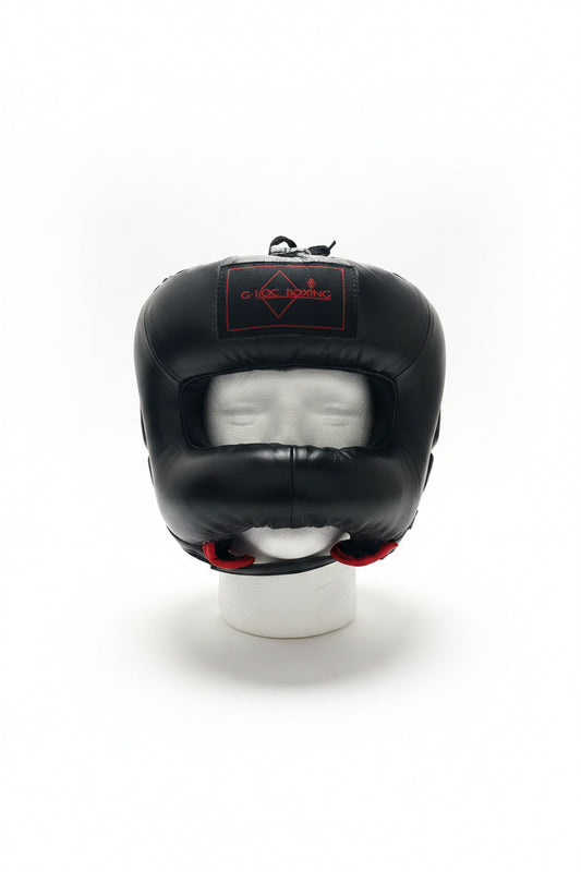 G-LOC Face Bar Nose Saver Headgear | Premium Cowhide Leather Protection Boxing & MMA Sparring Head Guard with Nose Bar