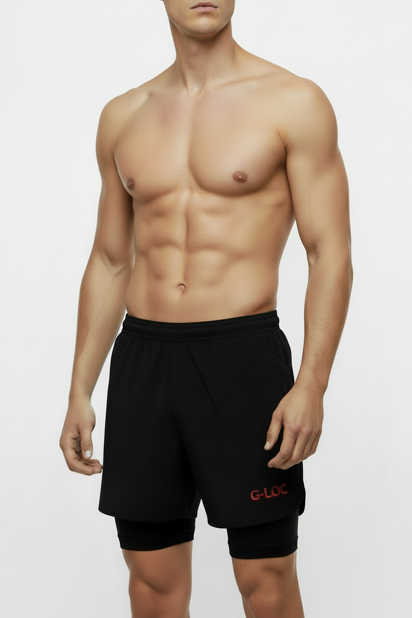 G-LOC Double-Layer Performance Training Shorts | Lightweight Athletic Gym & Combat Sports Shorts