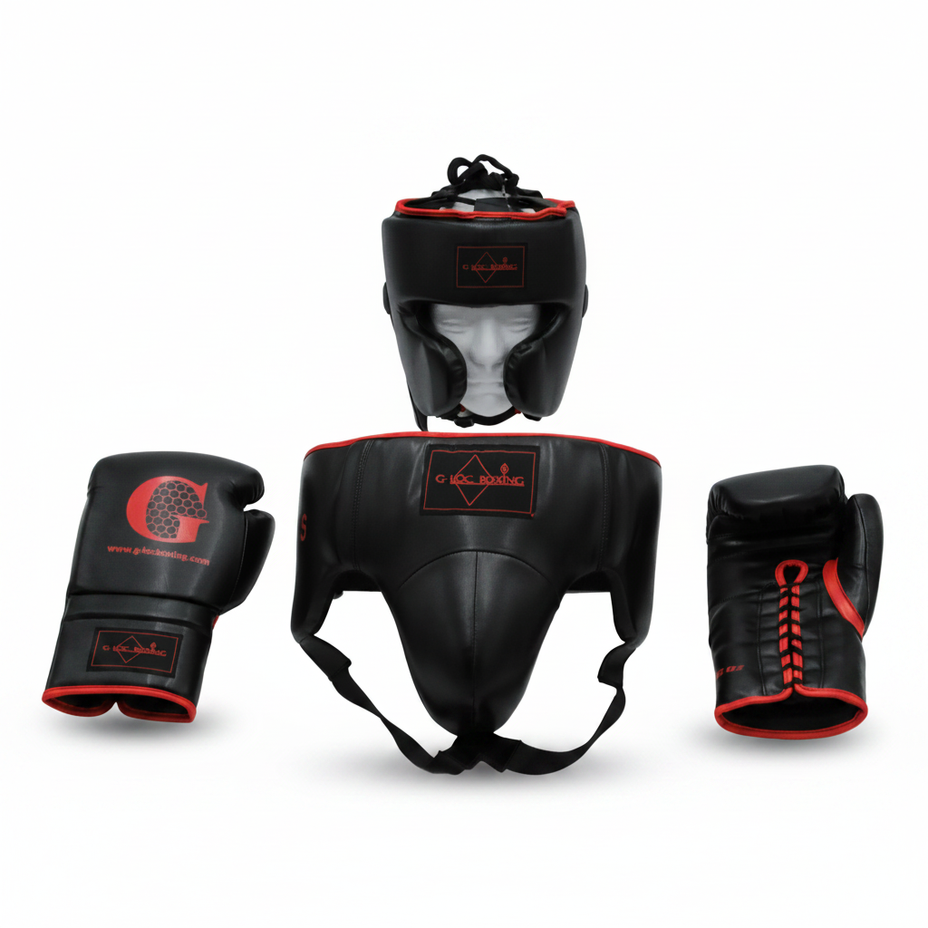 G-LOC Professional Boxing Set Black & Red | Complete Pro Sparring Gear Set