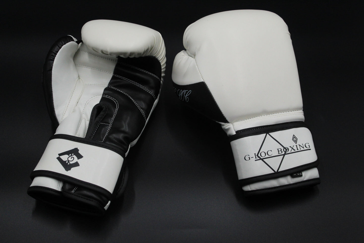G-LOC Black & White Training Boxing Gloves | Lightweight Sparring & Heavy Bag Gloves