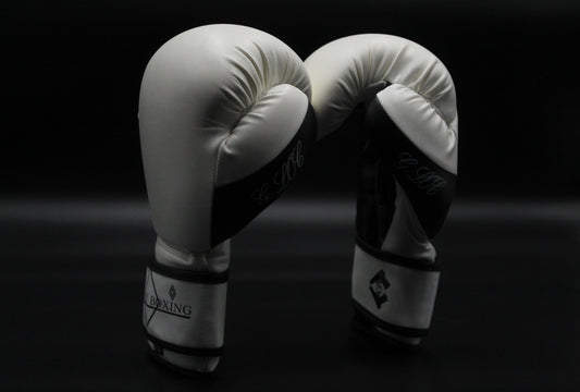 G-LOC Black & White Training Boxing Gloves | Lightweight Sparring & Heavy Bag Gloves
